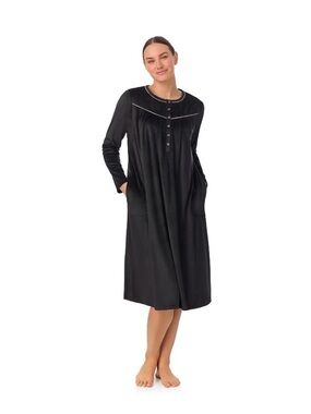 Aria Collection Robe 2X Velour Black Long Sleeve Nightgown Housecoat Midi
